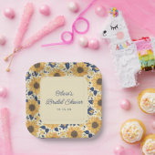 Assiettes En Carton Mariage Personnalisé Jaune Tournesol Français (Fête)