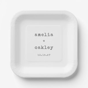 Assiettes En Carton Mariage personnalisé minimaliste Retro Typewriter 