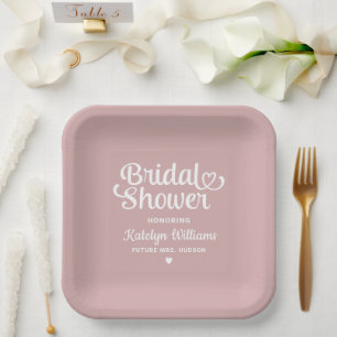 Assiettes En Carton Mariage personnalisé Rose Poussiéreuse Bridal Show