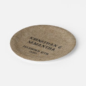 Assiettes En Carton Mariage personnalisé rustique burlap motif nature (Angle)