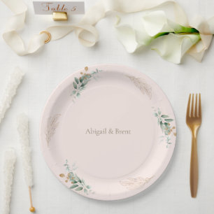 Assiettes En Carton Mariage personnalisé sur le thème du feuillage Ros