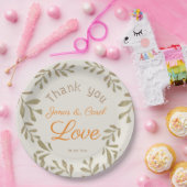 Assiettes En Carton Mariage personnalisé vert amour élégant simple (Fête)