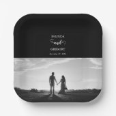 Assiettes En Carton Mariage photo moderne en noir et blanc (Recto)