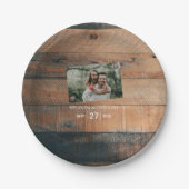 Assiettes En Carton Mariage photo rustique en bois (Devant)