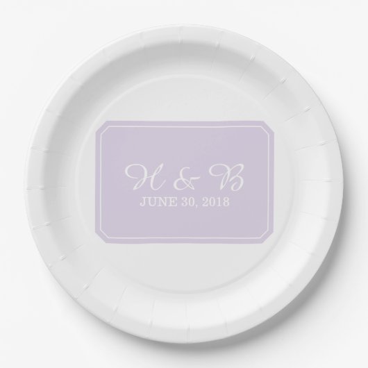 Assiettes En Carton Mariage Purple Simplement Élégant (Devant)