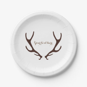 Assiettes En Carton Mariage Réception de Fête avec Bois de Cerf Rustiq