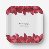 Assiettes En Carton Mariage Red Plumeria Frangipani (Recto)
