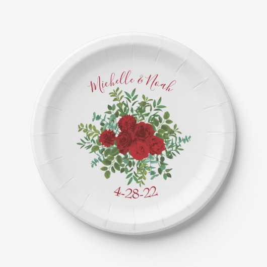 Assiettes En Carton Mariage Red Rose (Devant)