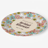 Assiettes En Carton Mariage rétro hippie Fleur Groovy Shower (Angle)