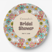 Assiettes En Carton Mariage rétro hippie Fleur Groovy Shower (Devant)
