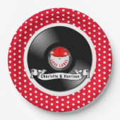 Assiettes En Carton Mariage Retro Rockabilly Hearts (Devant)