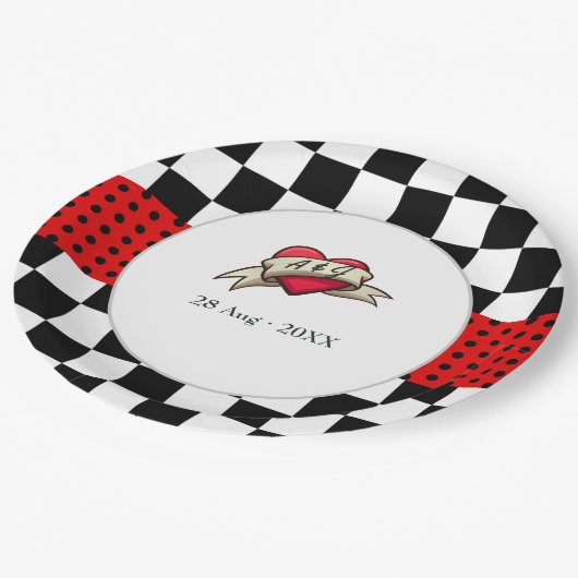 Assiettes En Carton Mariage Rockabilly (Angle)