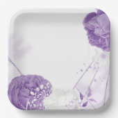 Assiettes En Carton mariage romantique blanc & violet (Recto)