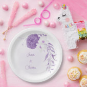 Assiettes En Carton mariage romantique blanc & violet (Fête)