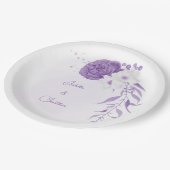 Assiettes En Carton mariage romantique blanc & violet (Angle)