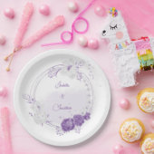Assiettes En Carton mariage romantique blanc & violet (Fête)