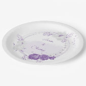 Assiettes En Carton mariage romantique blanc & violet (Angle)