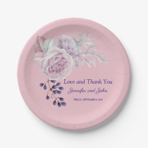 Assiettes En Carton Mariage romantique Peonies rose et violet