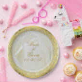 Assiettes En Carton Mariage Rose Abstrait Gold Lace (Fête)