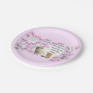 Assiettes En Carton Mariage rose blanc Célébration Plaques de papier p
