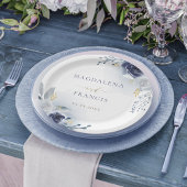 Assiettes En Carton mariage rose bleu