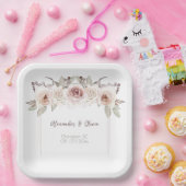 Assiettes En Carton Mariage Rose de Bohême (Fête)