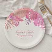 Assiettes En Carton Mariage rose de plage tropical