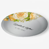 Assiettes En Carton Mariage Rose d'or Silver Romance (Angle)