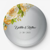 Assiettes En Carton Mariage Rose d'or Silver Romance (Devant)