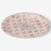 Assiettes En Carton Mariage rose en or et rose pâle en damas (Angle)