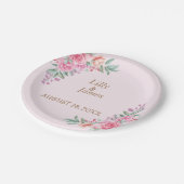 Assiettes En Carton Mariage rose floral (Angle)