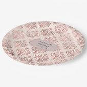 Assiettes En Carton Mariage rose Gold et Blush Damask Foil (Angle)