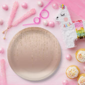 Assiettes En Carton Mariage rose Gold Glam Peach Sparkle Strings (Fête)