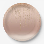 Assiettes En Carton Mariage rose Gold Glam Peach Sparkle Strings (Devant)