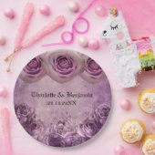 Assiettes En Carton Mariage Rose gothique violet  (Fête)