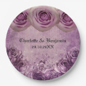 Assiettes En Carton Mariage Rose gothique violet  (Devant)