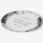 Assiettes En Carton Mariage rose noir (Angle)