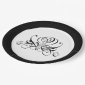 Assiettes En Carton Mariage Rose noir Calligraphie (Angle)