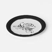 Assiettes En Carton Mariage Rose noir Calligraphie (Angle)