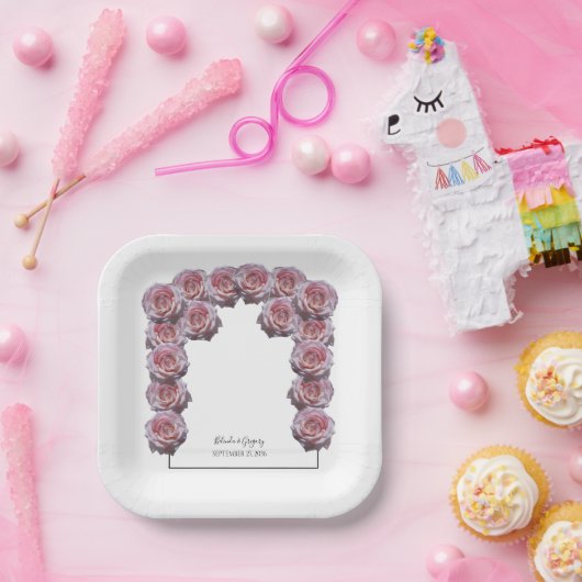 Assiettes En Carton Mariage Rose rose clair (Fête)
