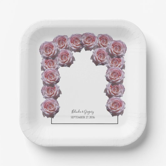 Assiettes En Carton Mariage Rose rose clair (Recto)