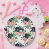 Assiettes En Carton Mariage Rose rose et bleu marine (Fête)