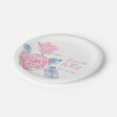 Assiettes En Carton Mariage rose rose rose encre d'art (Angle)