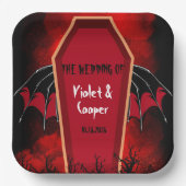 Assiettes En Carton Mariage rouge noir Halloween Bat ailes (Recto)