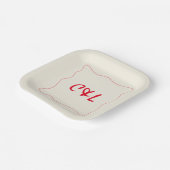 Assiettes En Carton Mariage rouge Whimsical Rétro manuscrit (Angulaire)
