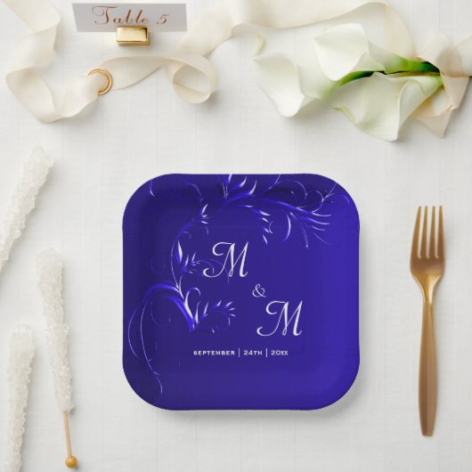 Assiettes En Carton Mariage Royal Blue Elegance (Mariage)
