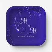 Assiettes En Carton Mariage Royal Blue Elegance (Recto)