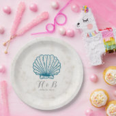 Assiettes En Carton Mariage Royal Blue Rustic Seashell (Fête)