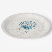 Assiettes En Carton Mariage Royal Blue Rustic Seashell (Angle)