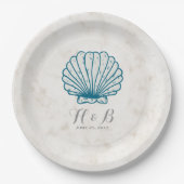 Assiettes En Carton Mariage Royal Blue Rustic Seashell (Devant)